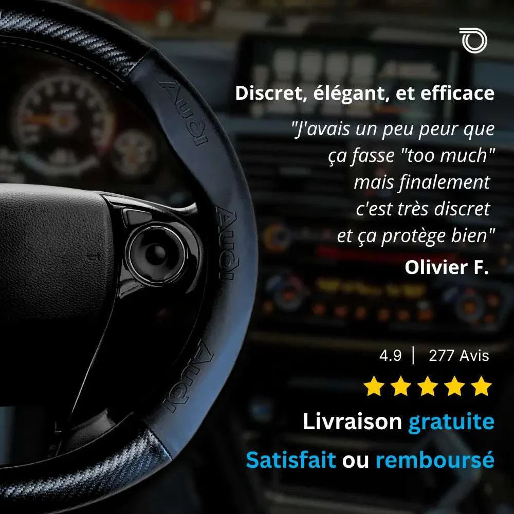 Couvre Volant Audi – Simili Cuir Effet Fibre de Carbone | Confort, Grip Antidérapant & Rénovation