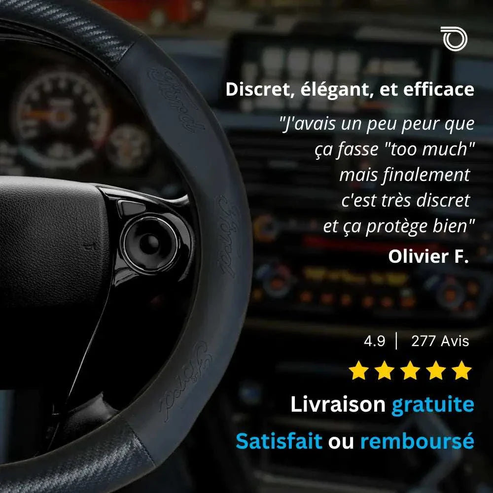 Couvre Volant Ford – Simili Cuir Effet Fibre de Carbone | Confort, Grip Antidérapant & Rénovation