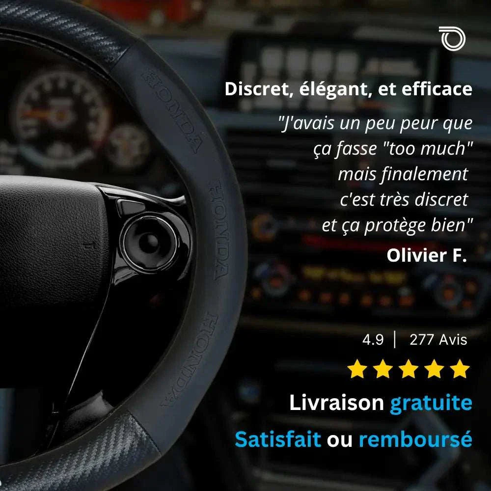 Couvre Volant Honda – Simili Cuir Effet Fibre de Carbone | Confort, Grip Antidérapant & Rénovation