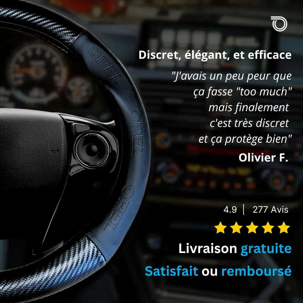 Couvre Volant Opel – Simili Cuir Effet Fibre de Carbone | Confort, Grip Antidérapant & Rénovation