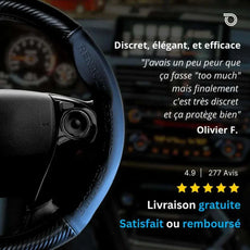 Couvre Volant Renault – Simili Cuir Effet Fibre de Carbone | Confort, Grip Antidérapant & Rénovation