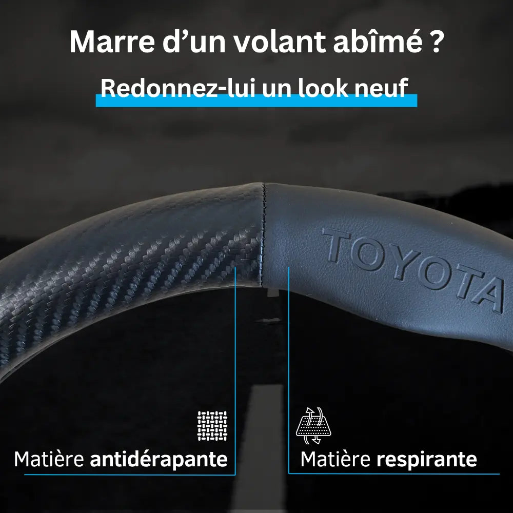Couvre Volant Toyota – Simili Cuir Effet Fibre de Carbone | Confort, Grip Antidérapant & Rénovation