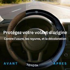Couvre Volant Toyota – Simili Cuir Effet Fibre de Carbone | Confort, Grip Antidérapant & Rénovation