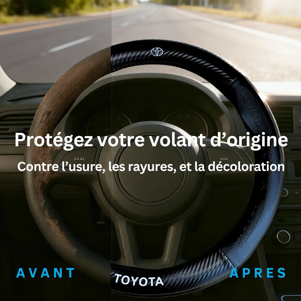 Couvre Volant Toyota – Simili Cuir Effet Fibre de Carbone | Confort, Grip Antidérapant & Rénovation