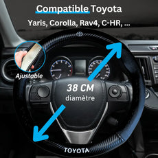 Couvre Volant Toyota – Simili Cuir Effet Fibre de Carbone | Confort, Grip Antidérapant & Rénovation