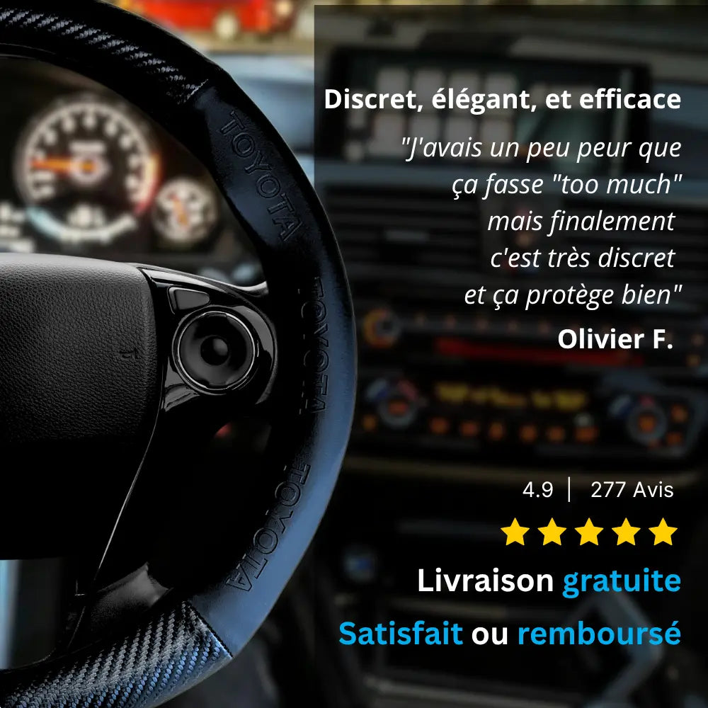 Couvre Volant Toyota – Simili Cuir Effet Fibre de Carbone | Confort, Grip Antidérapant & Rénovation