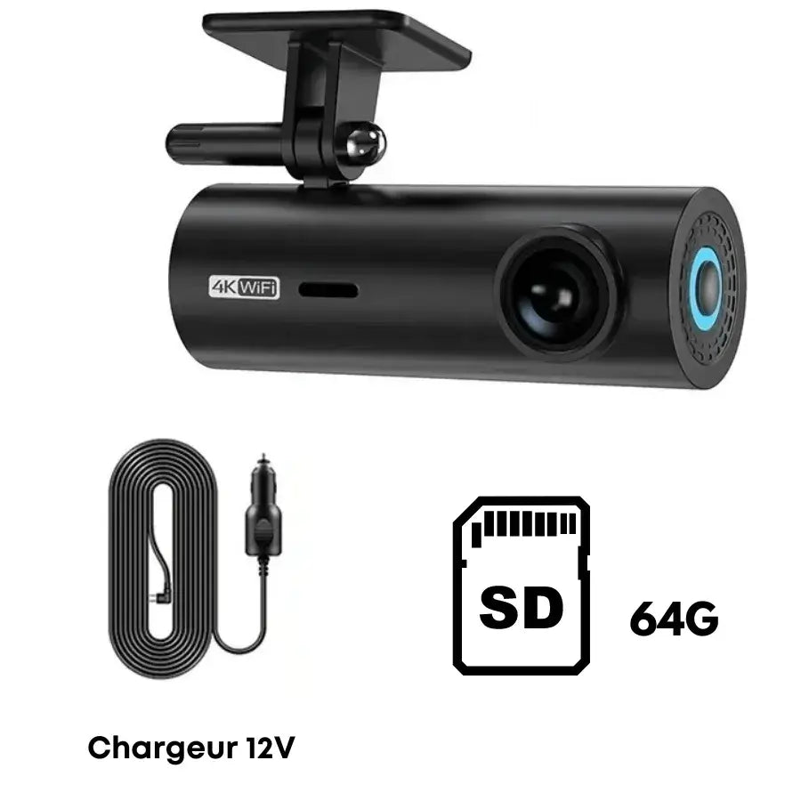 GMAIPOP dashcam 4k avant arrière chargeur 12V carte SD 64G