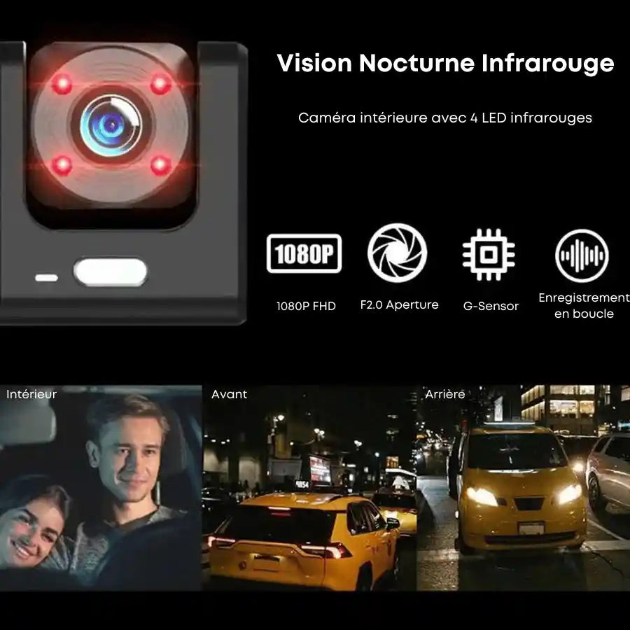 BAIDELUO caméra avant arrière intérieur vision nuit 1080p hd