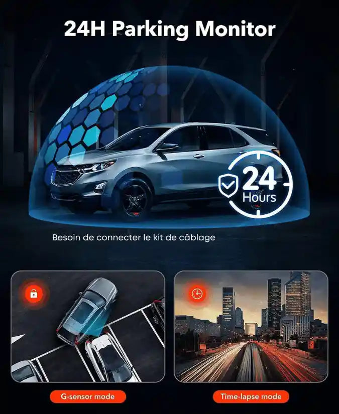 dashcam g-sensor mode parking sécurité protection voiture BAIDELUO 24/24
