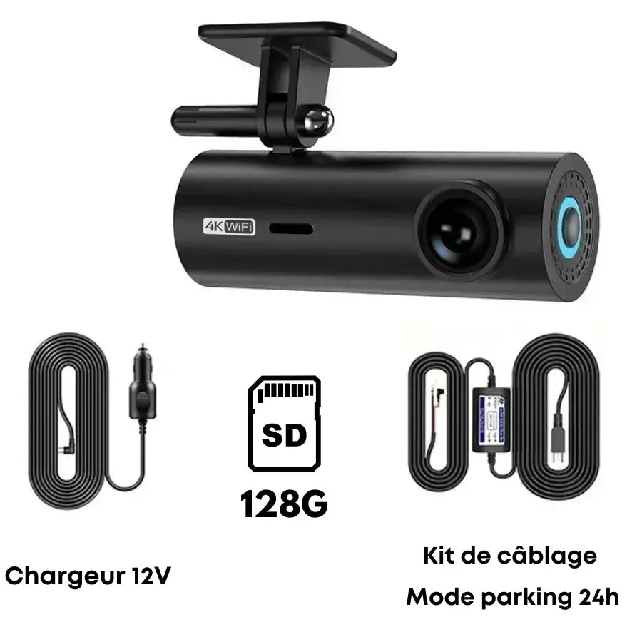 GMAIPOP dashcam 4k avant arrière buck line kit de câblage chargeur 12V carte SD 128G