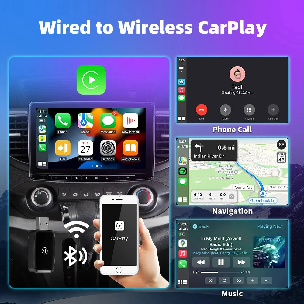 CPO-Wireless Carplay Adapter Android Auto 2In 1 Smart Dongle 2024 5G WIFI for Iphone Android Phone for Volvo Benz Mg Kia Chery VW