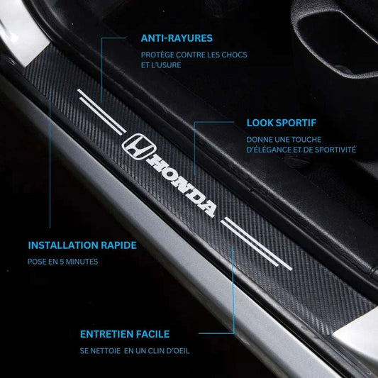 Protection seuil de porte micro fibre carbone honda anti rayure installation rapide entretien facile design sportif