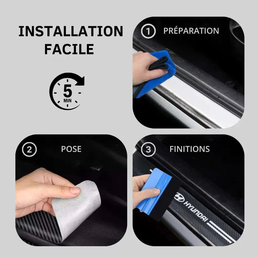 Pose rapide facile protection de seuil de porte voiture hyundai i2à i30 i40 ioniq kona