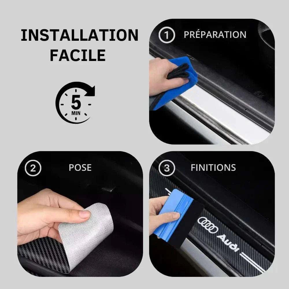 Pose rapide facile protection de seuil de porte voiture audi a1 a2 a3 a4 a5 a6 Q2 Q3 Q4