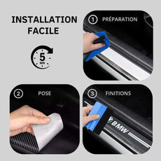 Pose rapide facile protection de seuil de porte voiture embleme BMW M