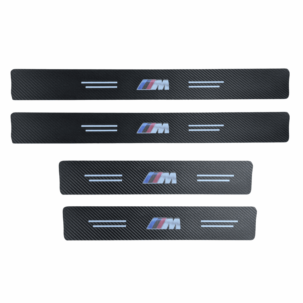 Lot 5 Protections Seuil Porte BMW 550e 2025 – Plinthes Fibre Carbone 3D, Anti-Rayures Et Anti-Usure, Installation Facile Autocollant 3M