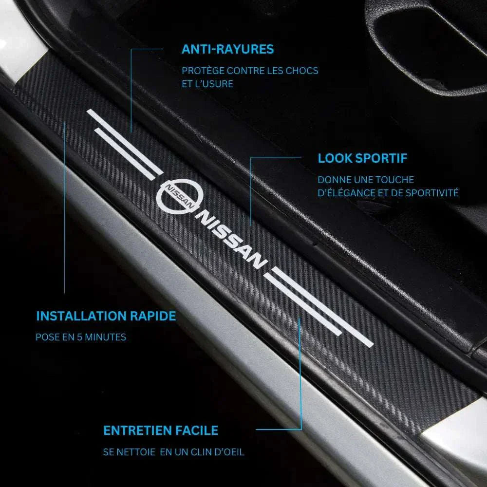 Protection seuil de porte fibre de carbone nissan anti rayure installation rapide entretien facile design sportif