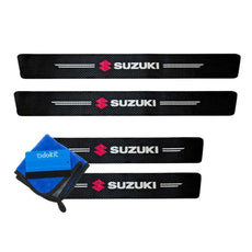 Protection seuil de porte noir fibre de carbone logo suzuki voiture microfibre raclette