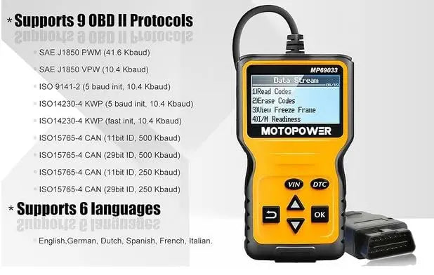 OBD2 protocoles et langues du MOTOPOWER