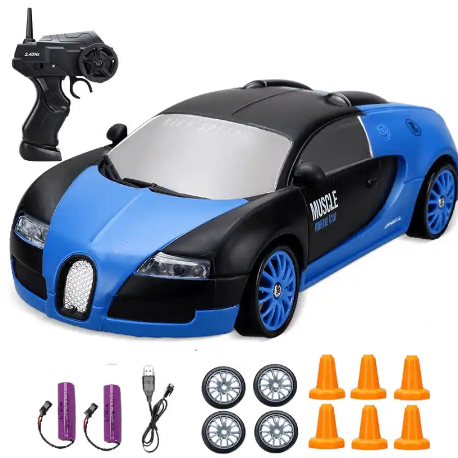 Voiture miniature télécommandée Bugatti Veyron bleue 2 batteries