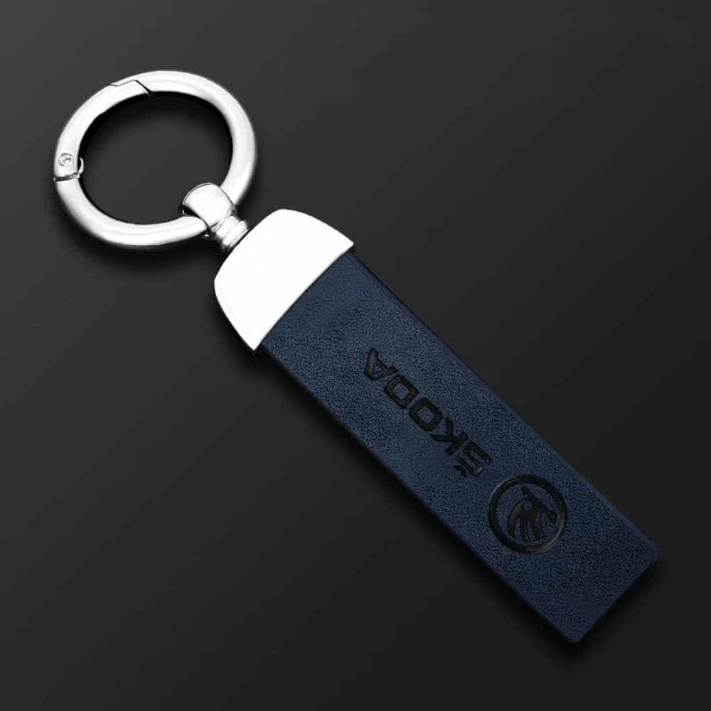 porte clés skoda bleu cuir accessoires