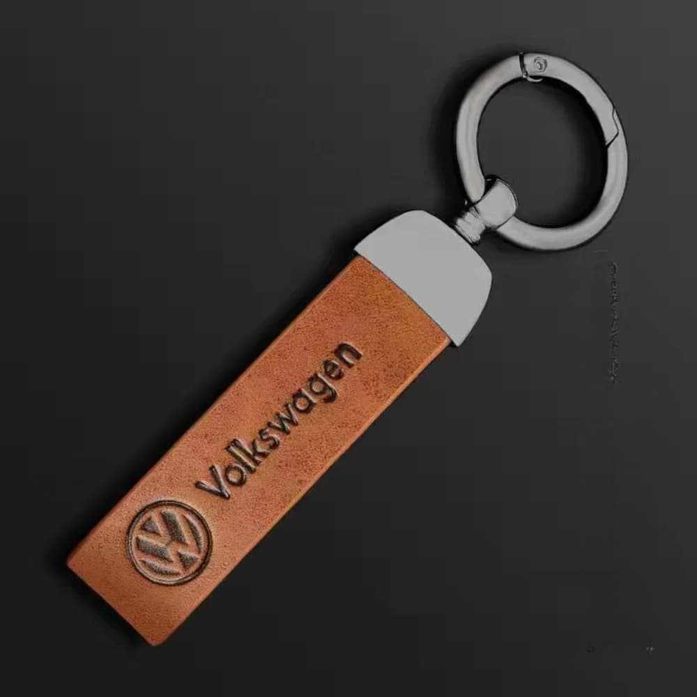 porte clés Volkswagen avec laniere cuir orange crochet mate