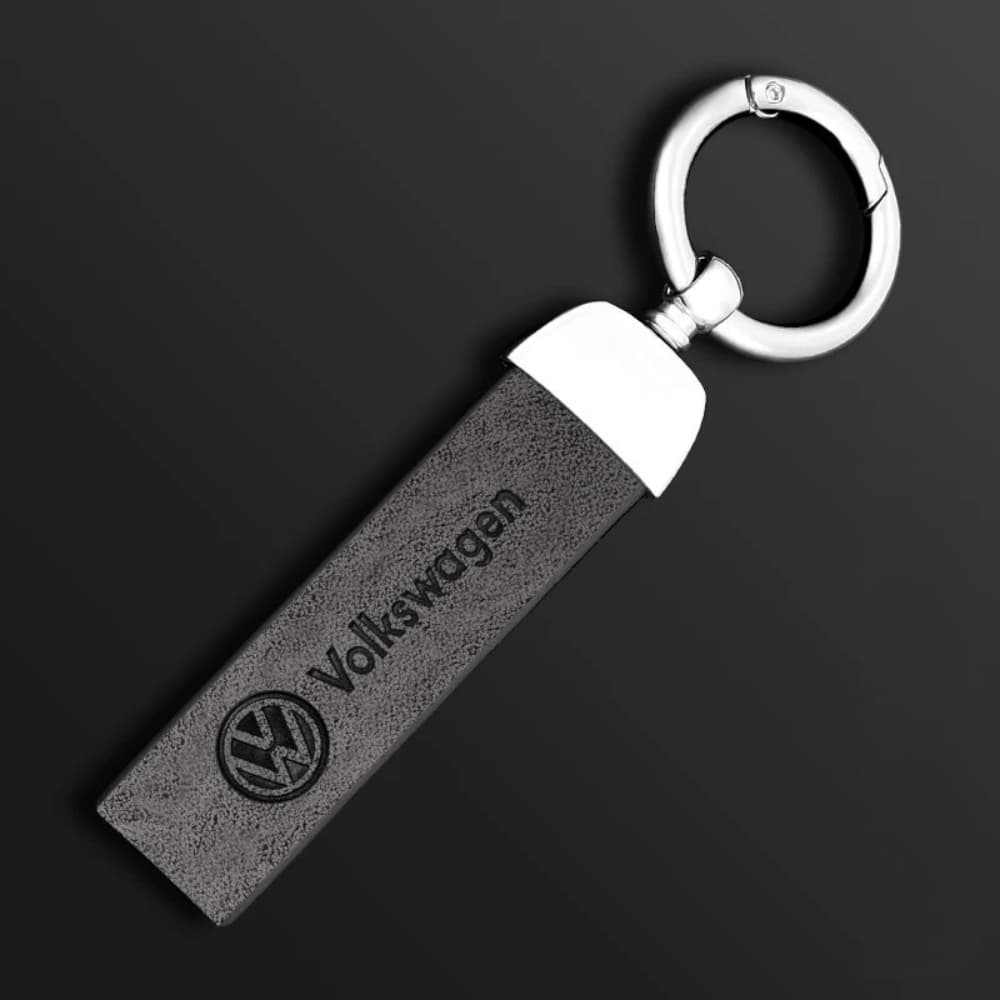 porte clés Volkswagen avec laniere cuir gris crochet argent