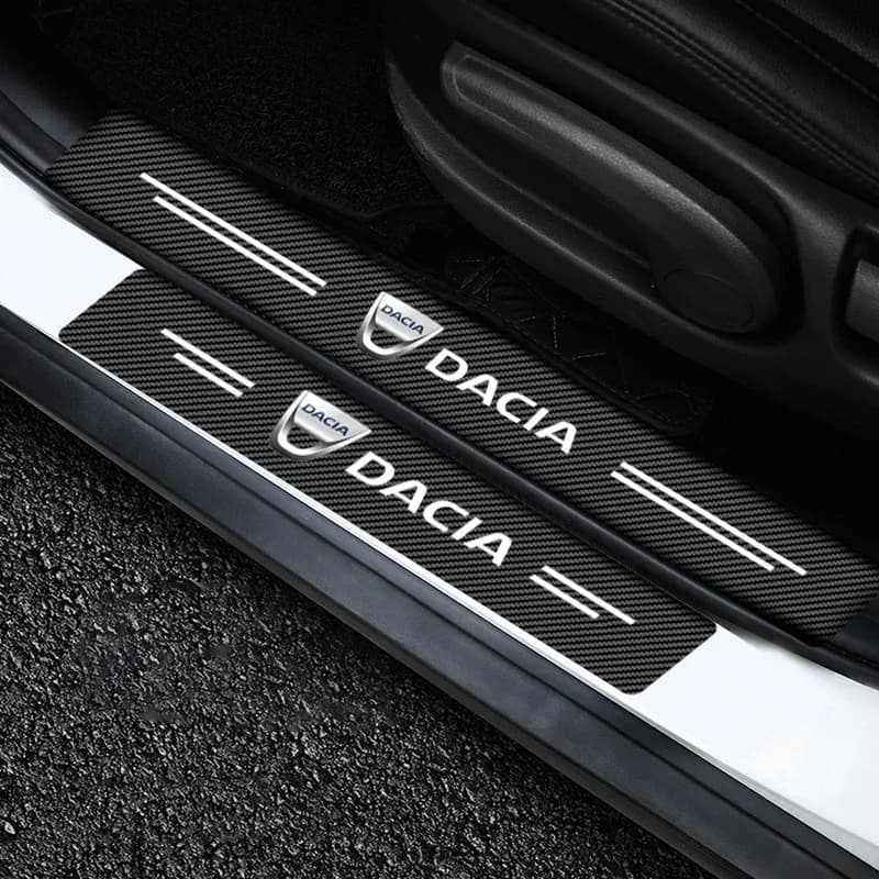 4 Pièces Protection Seuil De Porte Voiture DACIA Jogger - Autocollant Cuir Fibre Carbone Anti-Rayures Et Anti-Rouille