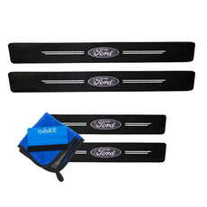 Protection seuil de porte noir fibre de carbone logo ford  vehicule microfibre raclette 