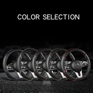 CPO-All Seasons Leather Diamond Steering Wheel Cover Universal Fit for 14 .5-15 Inch Durable Leather Cover Anti-Slip Veins Design