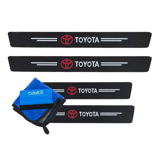 Protection seuil de porte logo toyota corolla rouge voiture microfibre raclette