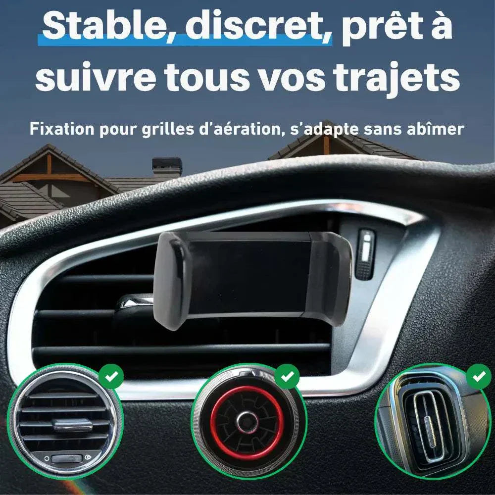 Support téléphone voiture grille ronde verticale horizontale extensible pince réglable iphone samsung