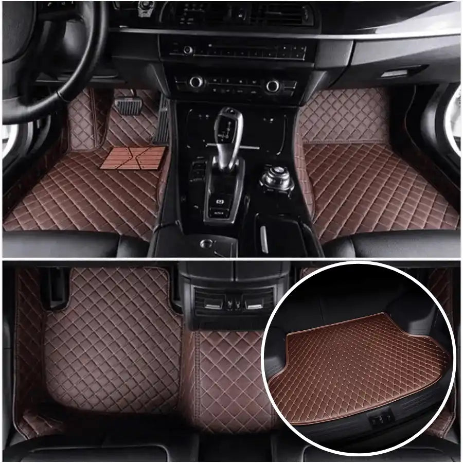 Tapis voiture Luxmium avant arrière coffre marron foncé