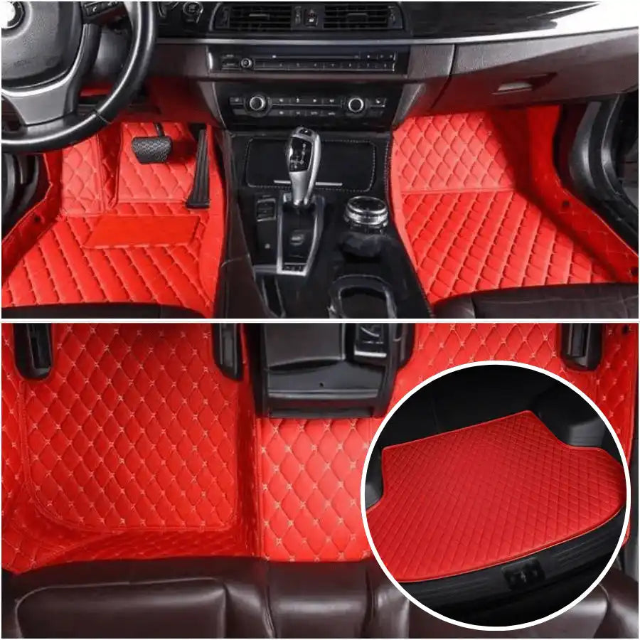 Tapis voiture Luxmium avant arrière coffre rouge