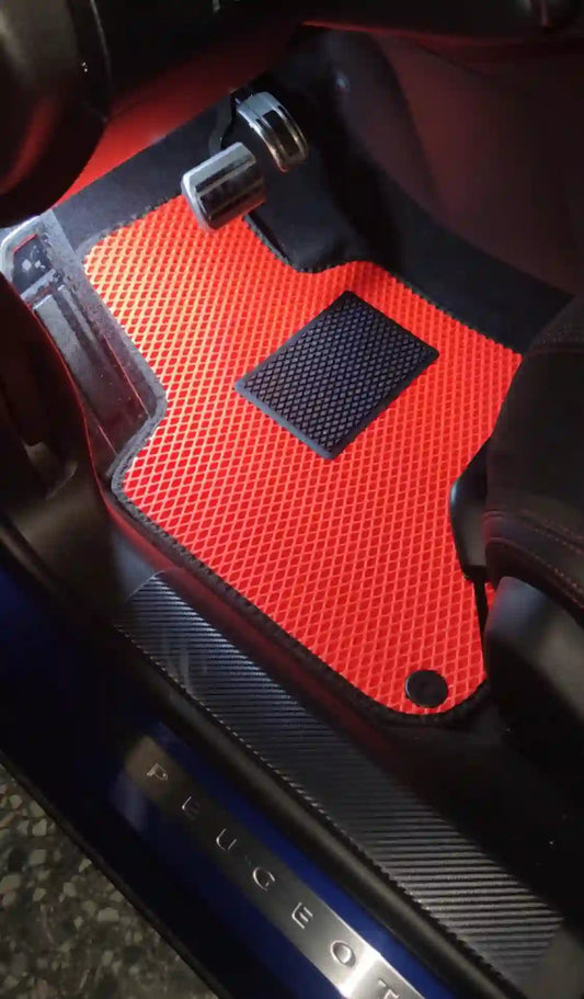 jeu de tapis conducteur auto rouge imperméable