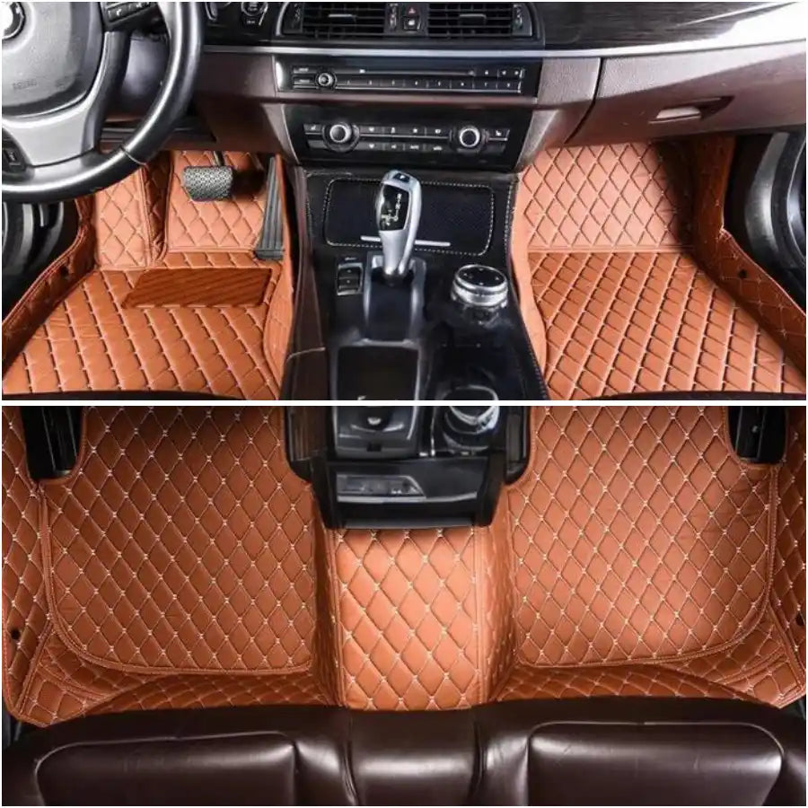 Tapis voiture sur mesure Luxmium marron et blanc