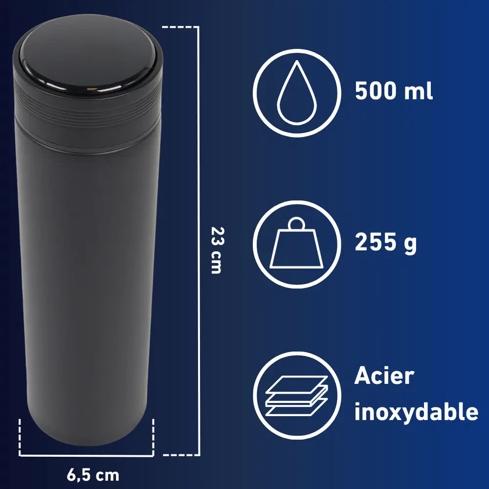 Thermos café isotherme noir 500ml avec dimensions