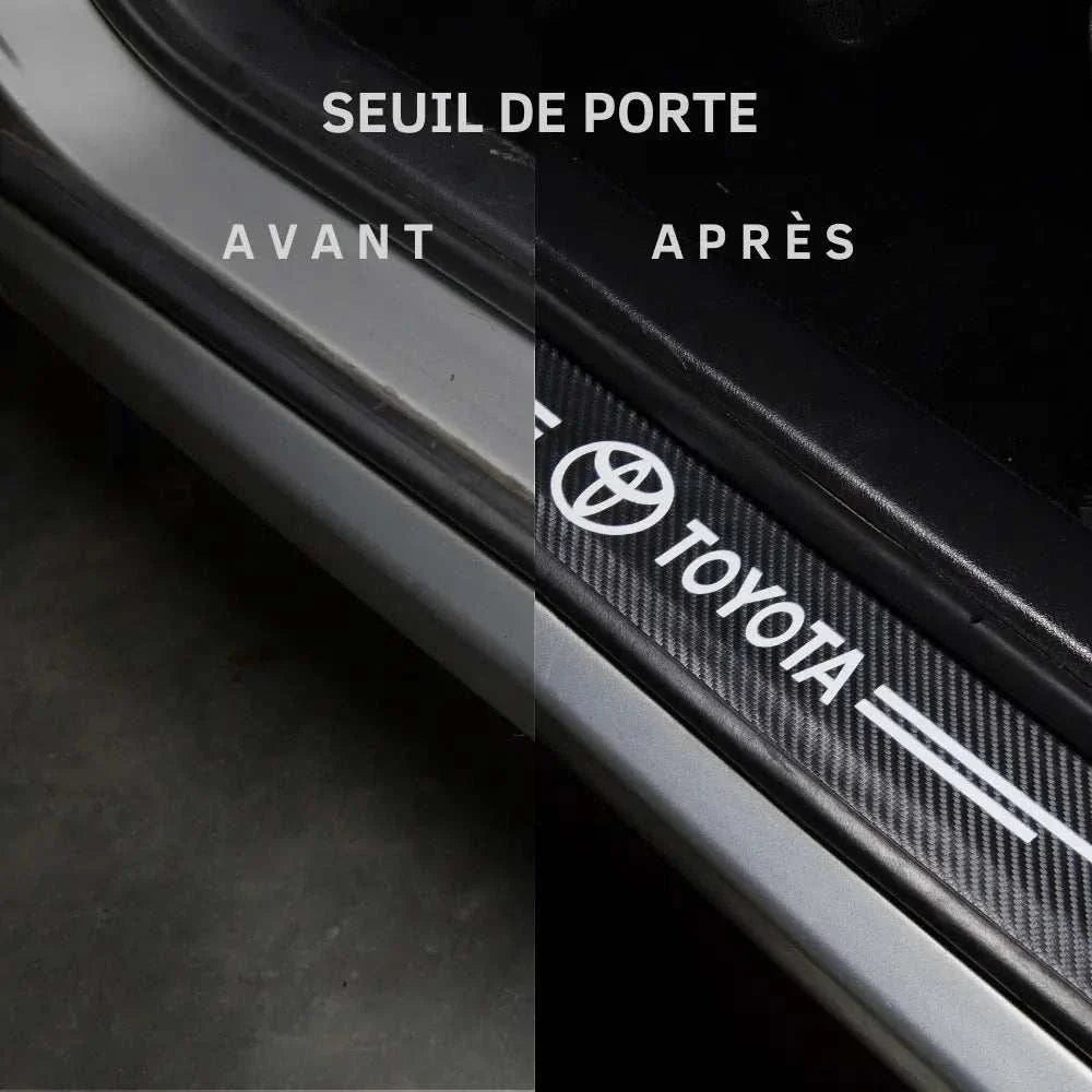 protection seuil de porte voiture toyota logo avant apres noir