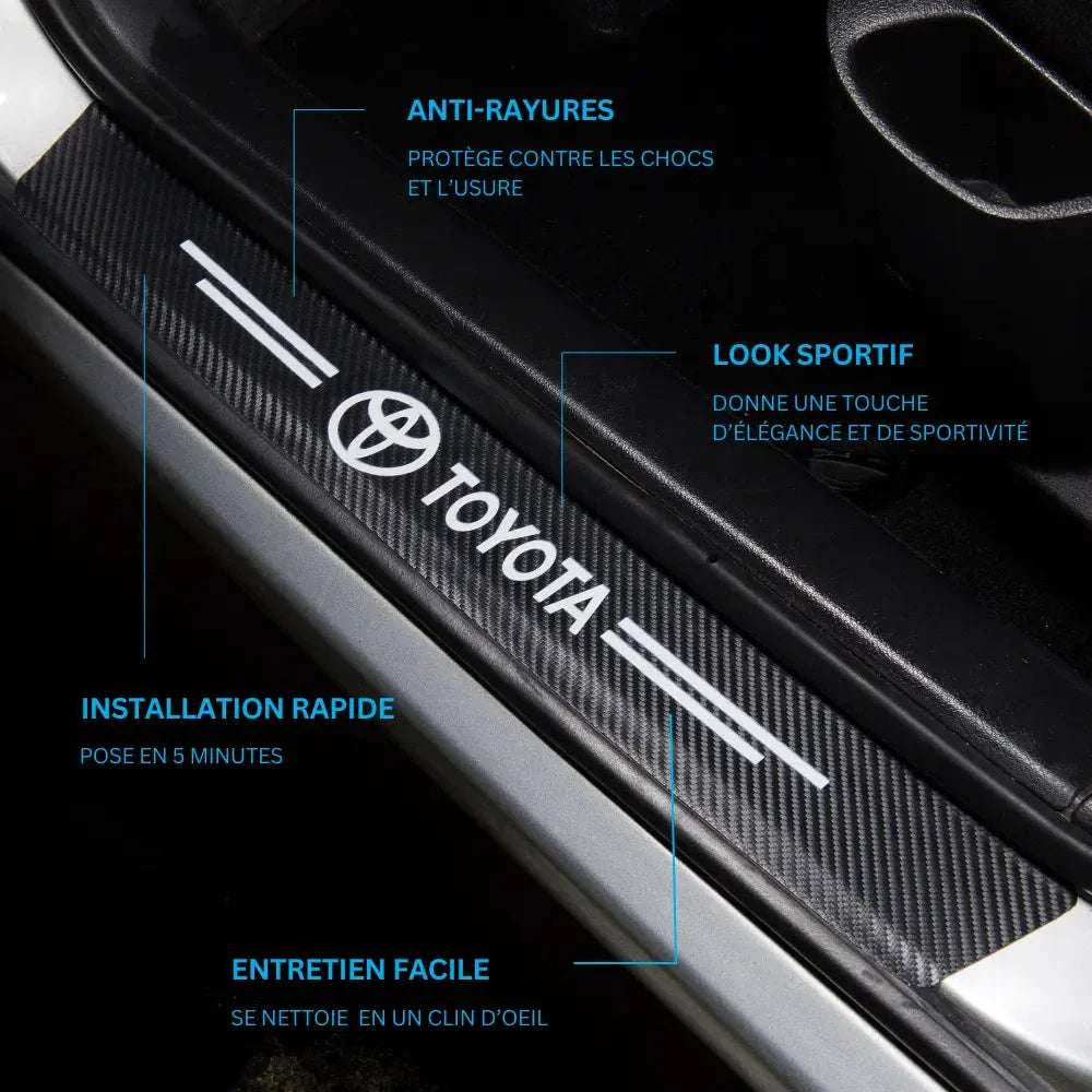 Protection seuil de porte carbone toyota anti rayure installation rapide entretien facile design sportif