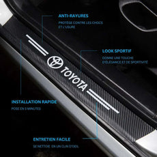 Protection seuil de porte carbone toyota anti rayure installation rapide entretien facile design sportif