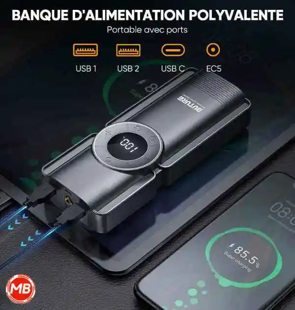 Banque d'alimentation pour appareils USB, USB C et EC5 BUTURE