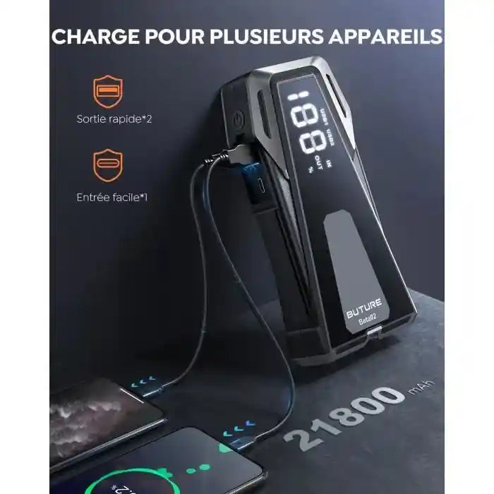 Le booster de Batterie BUTURE peut charger 3 appareils simultanement