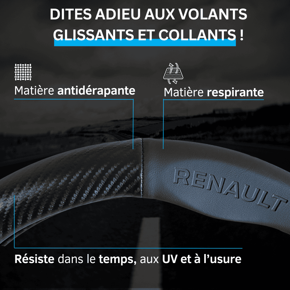 Couvre volant Renault en fibre de carbone