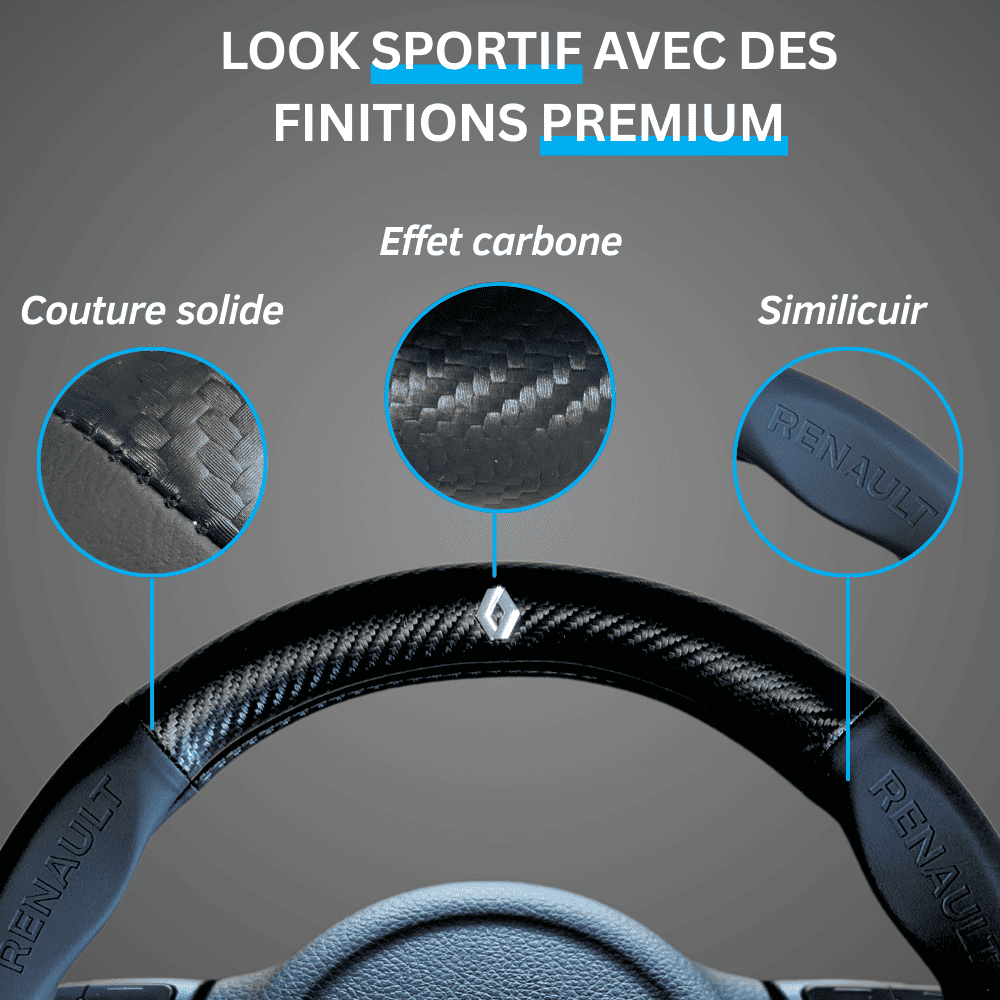 Couvre volant Renault en fibre de carbone