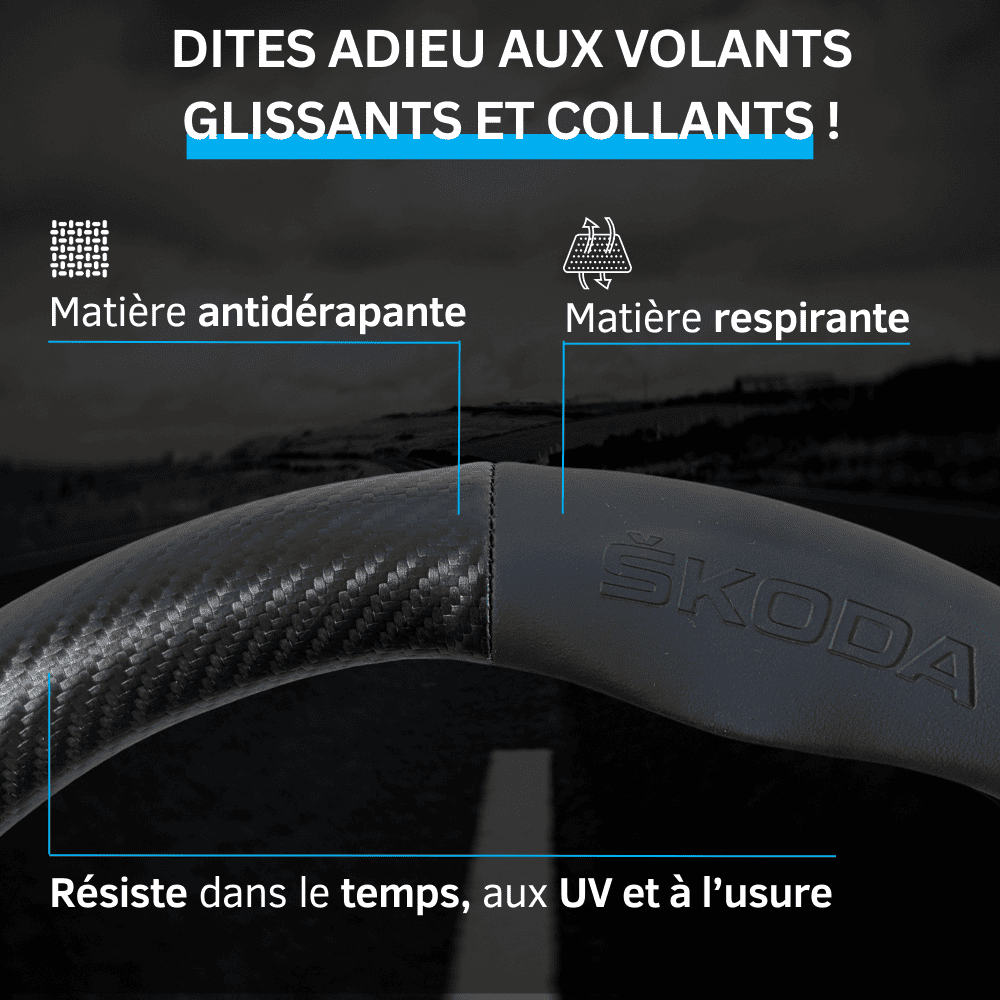 Couvre volant Skoda en fibre de carbone