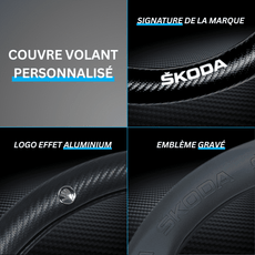 couvre volant logo personnalisé skoda voiture