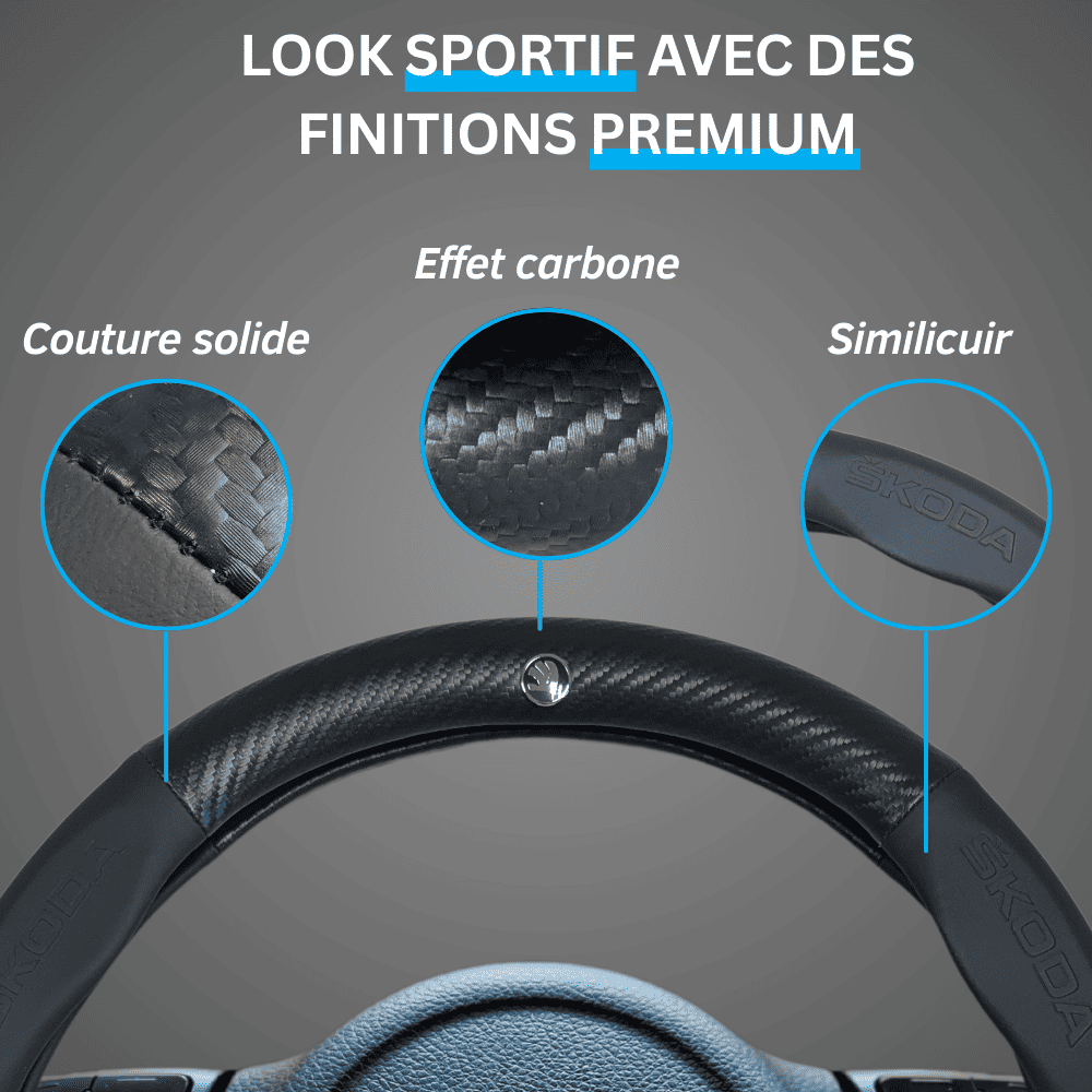 Couvre volant Skoda en fibre de carbone