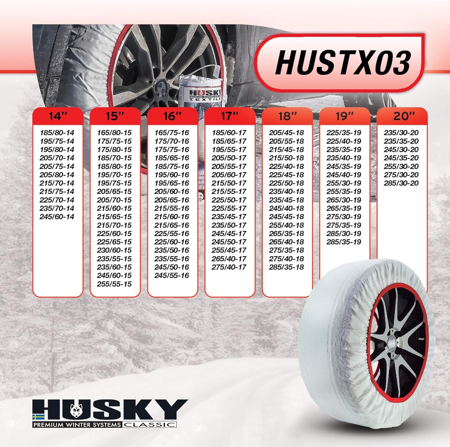 SUMEX HUSTX03 Husky Chaîne De Neige Textile, Taille L