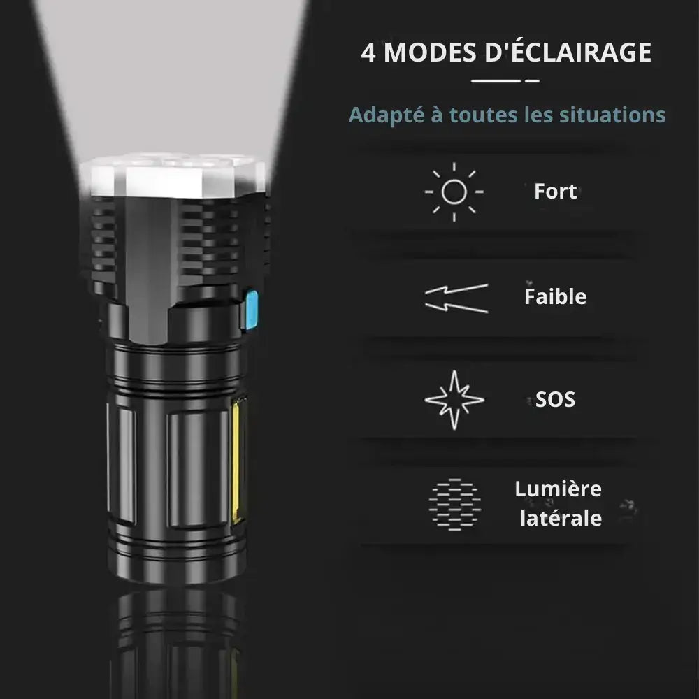 Lampe de poche à LED avec 4 modes d'éclairage