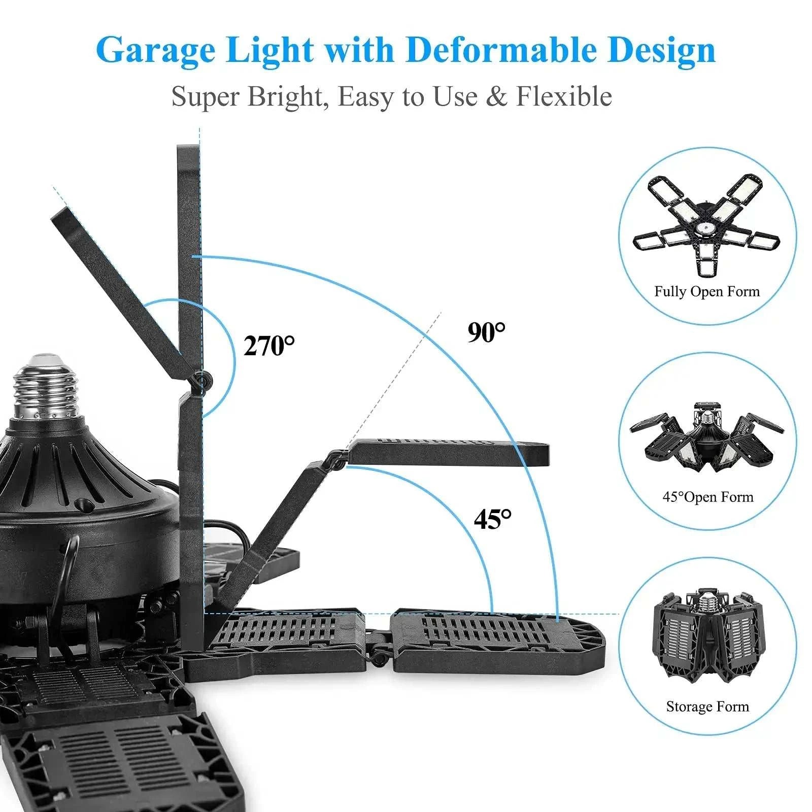 Lampes de garage à LED avec panneaux réglables